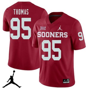 Men Isaiah Thomas Crimson Oklahoma Sooners Jordan Brand 2018 College Football #95 Jersey 946149-106