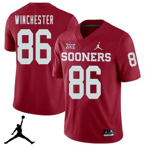 Men James Winchester Crimson Oklahoma Sooners Jordan Brand 2018 College Football #86 Jersey 607128-199