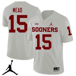 Men Jeffery Mead White Sooners Jordan Brand 2018 College Football #15 Jersey 155579-743