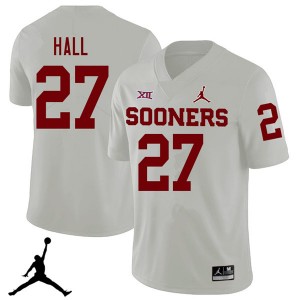 Men Jeremiah Hall White Oklahoma Sooners Jordan Brand 2018 College Football #27 Jersey 369040-818