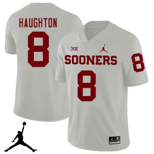 Men Kahlil Haughton White OU Sooners Jordan Brand 2018 College Football #8 Jersey 438062-828
