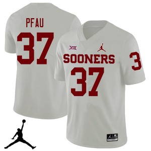 Men Kyle Pfau White Oklahoma Sooners Jordan Brand 2018 College Football #37 Jersey 684369-790
