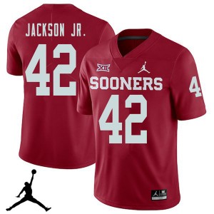 Men Mark Jackson Jr. Crimson Oklahoma Jordan Brand 2018 College Football #42 Jersey 603507-136