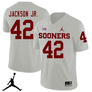 Men Mark Jackson Jr. White Oklahoma Sooners Jordan Brand 2018 College Football #42 Jersey 927344-843