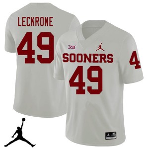 Men Matthew Leckrone White Oklahoma Jordan Brand 2018 College Football #49 Jersey 827136-170
