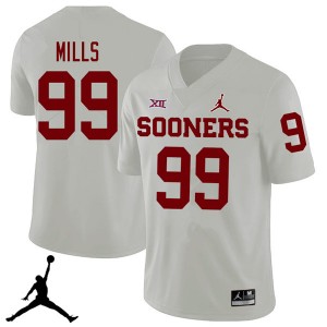 Men Nick Mills White OU Jordan Brand 2018 College Football #99 Jersey 505043-127