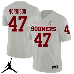 Men Reece Morrison White OU Sooners Jordan Brand 2018 College Football #47 Jersey 565010-929