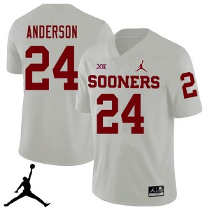 Men Rodney Anderson White OU Jordan Brand 2018 College Football #24 Jersey 924137-449