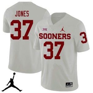 Men Spencer Jones White OU Jordan Brand 2018 College Football #37 Jersey 618381-442