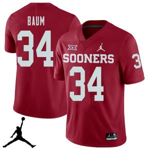 Men Tanner Baum Crimson Oklahoma Sooners Jordan Brand 2018 College Football #34 Jersey 728824-531