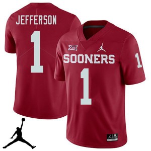 Men Tony Jefferson Crimson OU Jordan Brand 2018 College Football #1 Jersey 526443-898