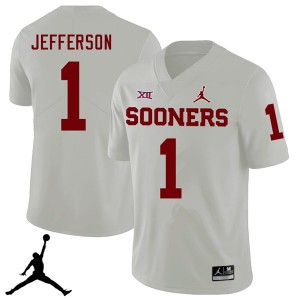 Men Tony Jefferson White Oklahoma Sooners Jordan Brand 2018 College Football #1 Jersey 315774-520