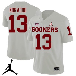 Men Tre Norwood White OU Jordan Brand 2018 College Football #13 Jersey 112733-855