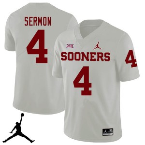 Men Trey Sermon White OU Jordan Brand 2018 College Football #4 Jersey 106381-267
