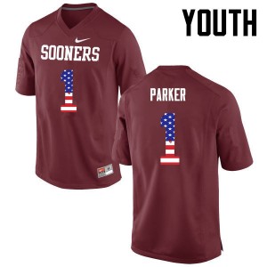 Youth Jordan Parker Crimson Sooners College Football USA Flag Fashion #1 Jersey 726845-865