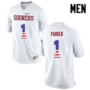Men Jordan Parker White OU College Football USA Flag Fashion #1 Jersey 306612-395