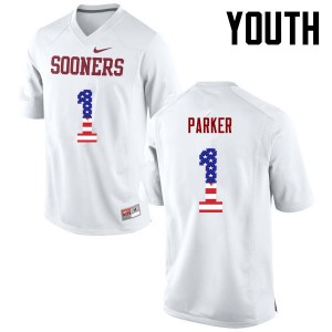 Youth Jordan Parker White Oklahoma Sooners College Football USA Flag Fashion #1 Jersey 699096-659