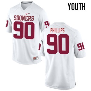 Youth Jordan Phillips White Sooners College Football #90 Jersey 402672-537