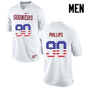 Men Jordan Phillips White Oklahoma College Football USA Flag Fashion #90 Jersey 765424-434