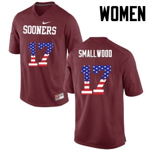 Women Jordan Smallwood Crimson OU Sooners College Football USA Flag Fashion #17 Jersey 894721-815