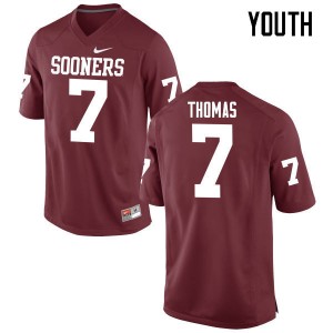 Youth Jordan Thomas Crimson Oklahoma College Football #7 Jersey 257065-911