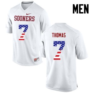 Men Jordan Thomas White Sooners College Football USA Flag Fashion #7 Jersey 453551-803