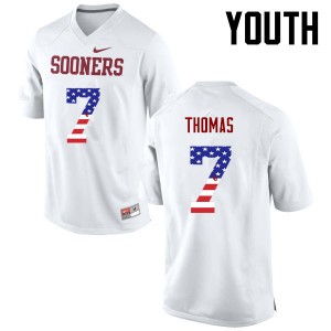 Youth Jordan Thomas White OU College Football USA Flag Fashion #7 Jersey 913825-285
