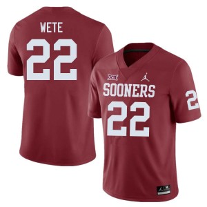 Men Joseph Wete Crimson OU Sooners College Football #22 Jersey 344276-319
