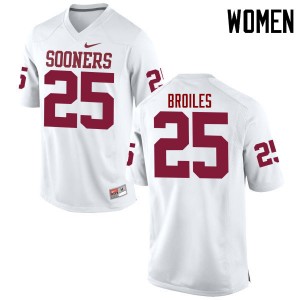 Women Justin Broiles White OU College Football #25 Jersey 724799-388