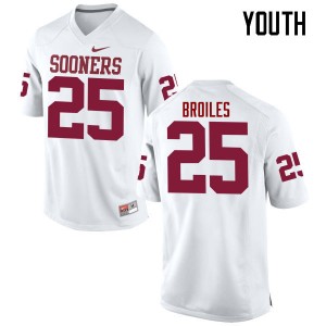 Youth Justin Broiles White Sooners College Football #25 Jersey 831089-279