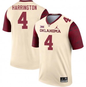 Men Justin Harrington Cream OU College Football #4 Jersey 345688-800