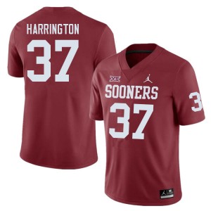 Men Justin Harrington Crimson Oklahoma Sooners College Football #37 Jersey 593765-133