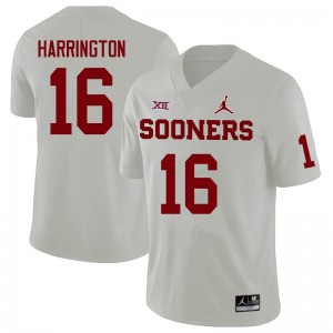 Men Justin Harrington White Oklahoma Sooners College Football #16 Jersey 532623-642