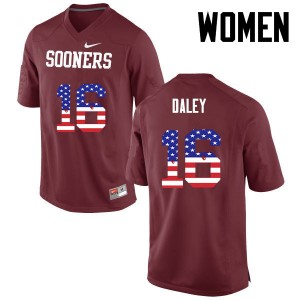 Women KJakyre Daley Crimson Sooners College Football USA Flag Fashion #16 Jersey 533943-891