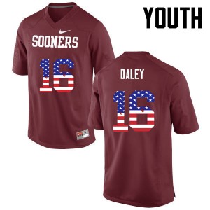 Youth KJakyre Daley Crimson OU College Football USA Flag Fashion #16 Jersey 836294-106
