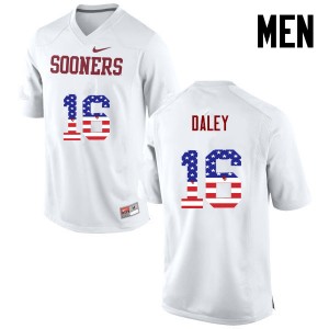 Men KJakyre Daley White OU Sooners College Football USA Flag Fashion #16 Jersey 886909-348