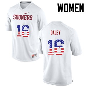 Women KJakyre Daley White Oklahoma College Football USA Flag Fashion #16 Jersey 427005-164