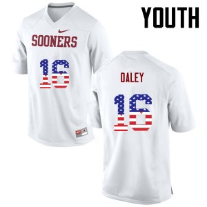Youth KJakyre Daley White Sooners College Football USA Flag Fashion #16 Jersey 689479-588
