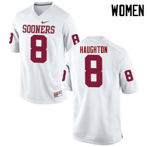 Women Kahlil Haughton White Oklahoma College Football #8 Jersey 942316-318