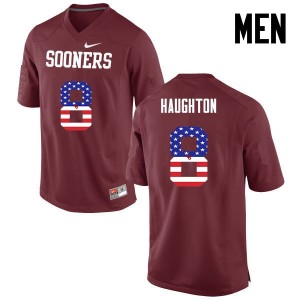 Men Kahlil Haughton Crimson OU Sooners College Football USA Flag Fashion #8 Jersey 946535-373