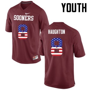Youth Kahlil Haughton Crimson Oklahoma College Football USA Flag Fashion #8 Jersey 274988-570