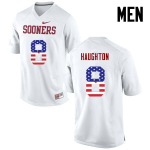 Men Kahlil Haughton White OU College Football USA Flag Fashion #8 Jersey 184213-998