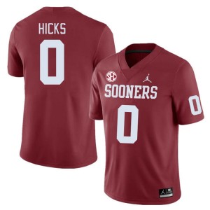 Men Kalib Hicks Crimson Sooners 2024 SEC Conference #0 Jersey 369132-602