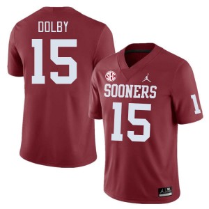 Men Kendel Dolby Crimson Oklahoma Sooners 2024 SEC Conference #15 Jersey 370190-795