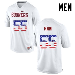 Men Kenneth Mann White Oklahoma Sooners College Football USA Flag Fashion #55 Jersey 456359-266