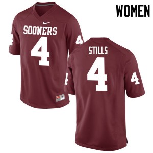Women Kenny Stills Crimson Oklahoma College Football #4 Jersey 131826-614