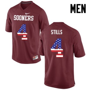 Men Kenny Stills Crimson OU Sooners College Football USA Flag Fashion #4 Jersey 935704-833