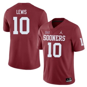 Men Kip Lewis Crimson OU College Football #10 Jersey 963709-310