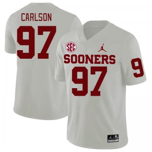 Men Kyle Carlson White OU 2024 SEC Conference College Football #97 Jersey 408455-358