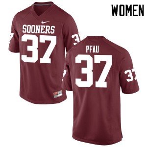 Women Kyle Pfau Crimson Oklahoma College Football #37 Jersey 369503-776